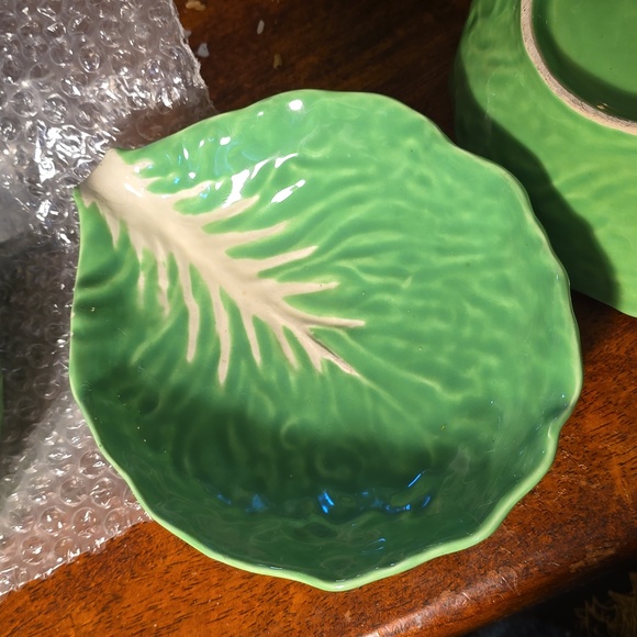 Vintage MCM 60s AMM Garofono Italy Green Cabbage Lettuce Leaf Side Dish Plate